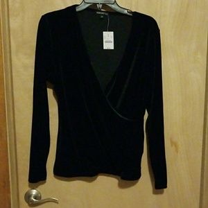 Black Velvet Wrap Top